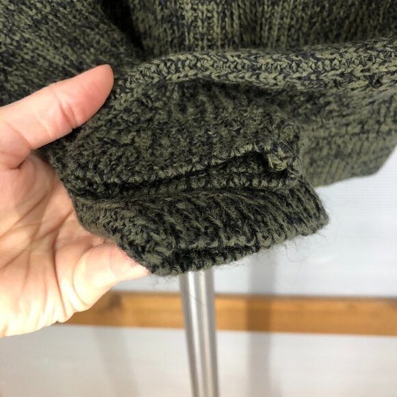 Devoted Peakaboo Collar Dark Green Black VNeck Knit Sweater Sz M - Picture 7 of 12